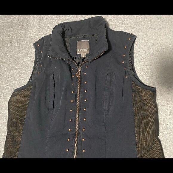 Spanner Lined Vest With Rivets And Corduroy Details Size Large. VG Condition. - Picture 3 of 7